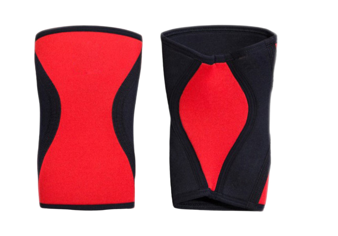JW Weight Lifting Neoprene Knee Sleeves 7mm Black & Red