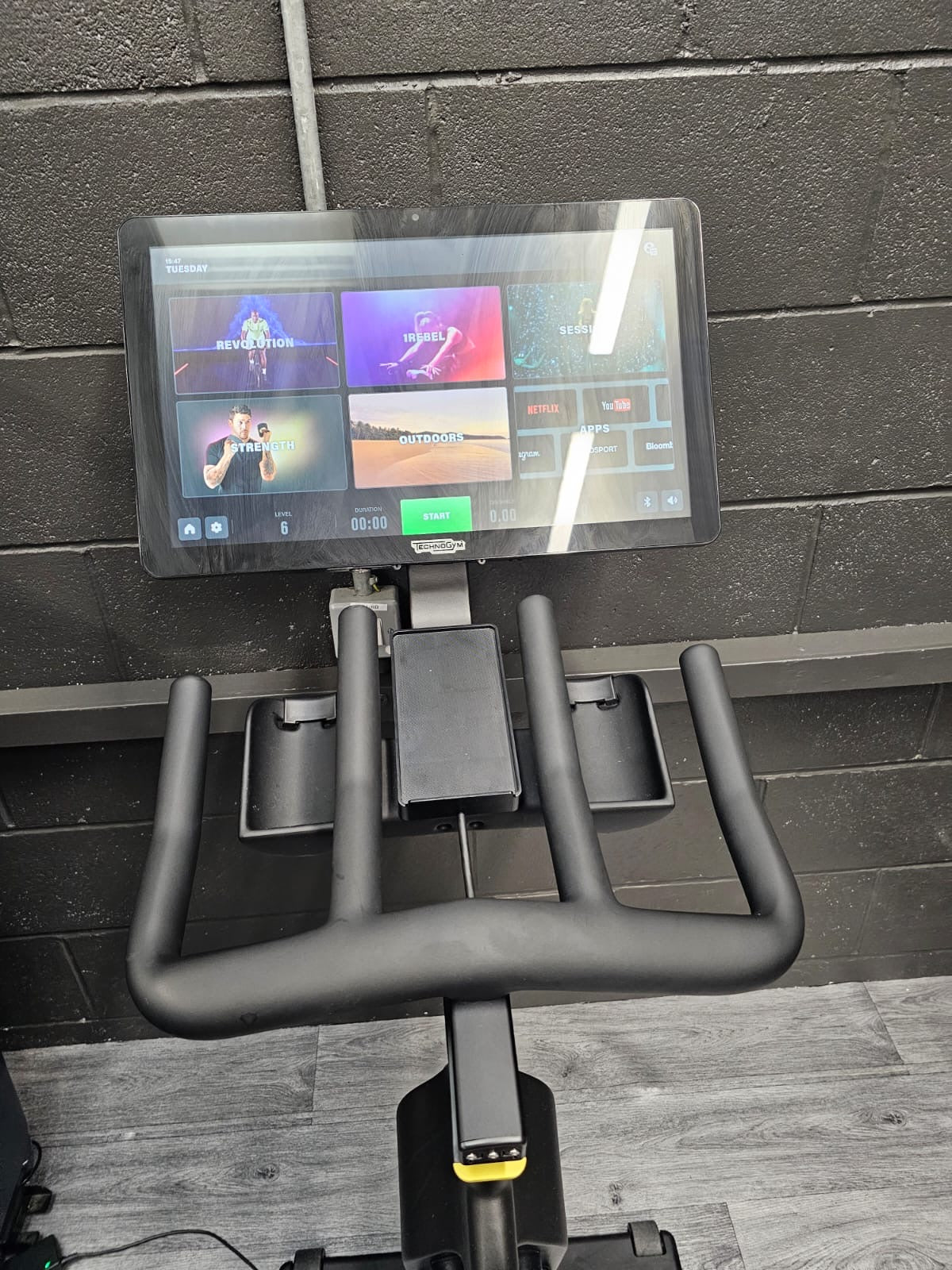 Technogym Interactive Upright Bike With TV Display