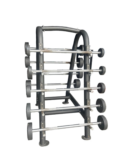 Ziva ZVO Polyurethane Fixed Weight Barbell Set 10-45kgs with Rack
