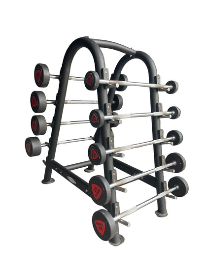Ziva ZVO Polyurethane Fixed Weight Barbell Set 10-45kgs with Rack