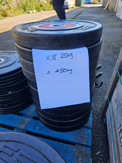 Technogym Bumper Competition Colour coded weight plates with Sandwich racks