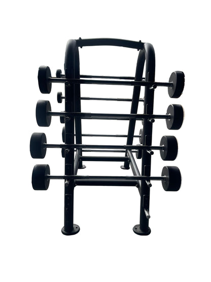 Ziva ZVO Polyurethane Fixed Weight Barbell Set 10-45kgs with Rack