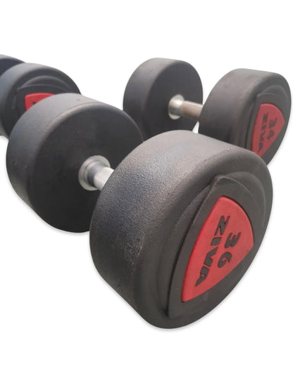 Ziva Red Polyurethane Dumbbells sets 22,24,26,28,32,34,36,38,42,44,46,48,50kgs