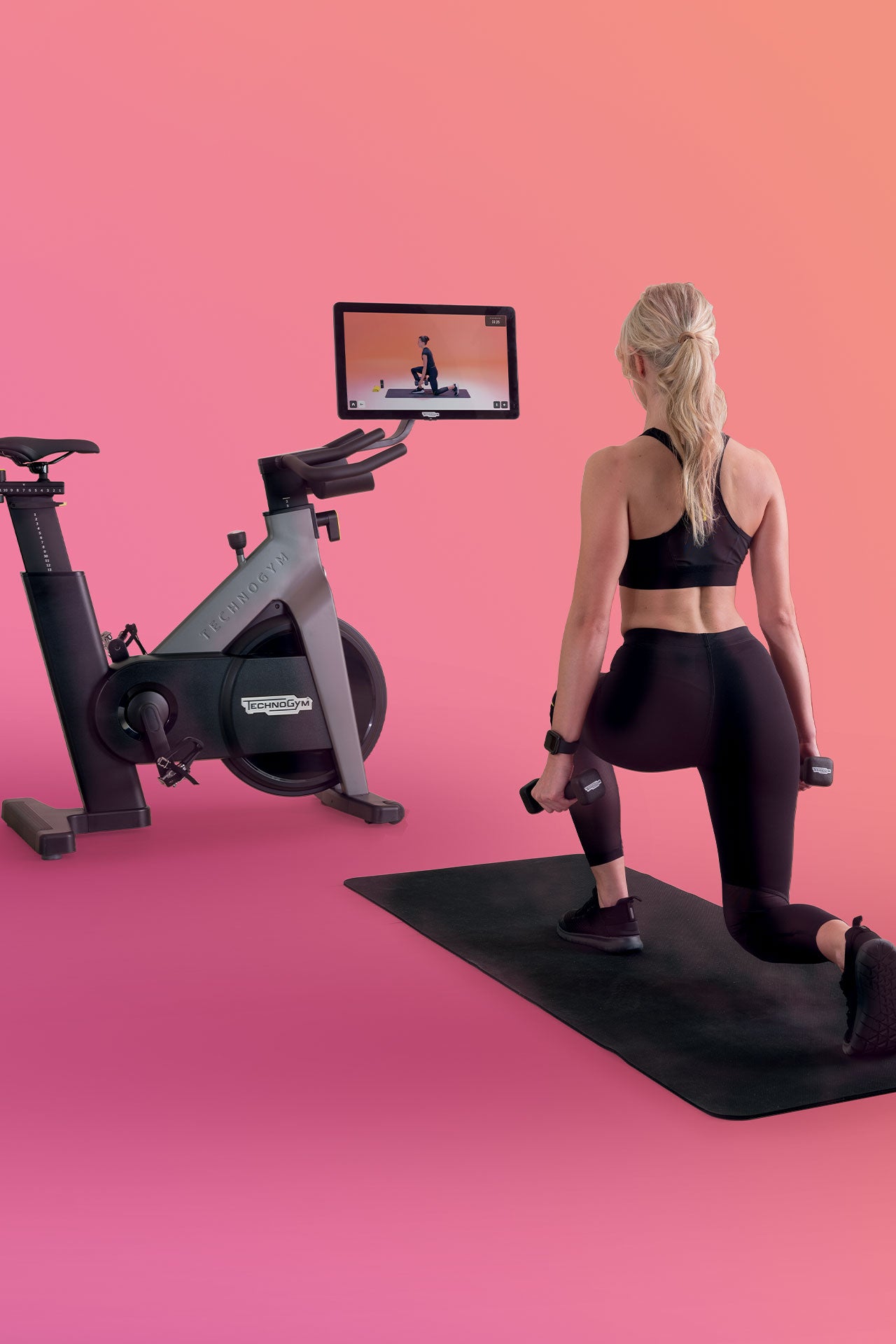 Technogym Interactive Upright Bike With TV Display