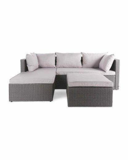 Rattan Effect Corner Sofa Set With Protective Cover