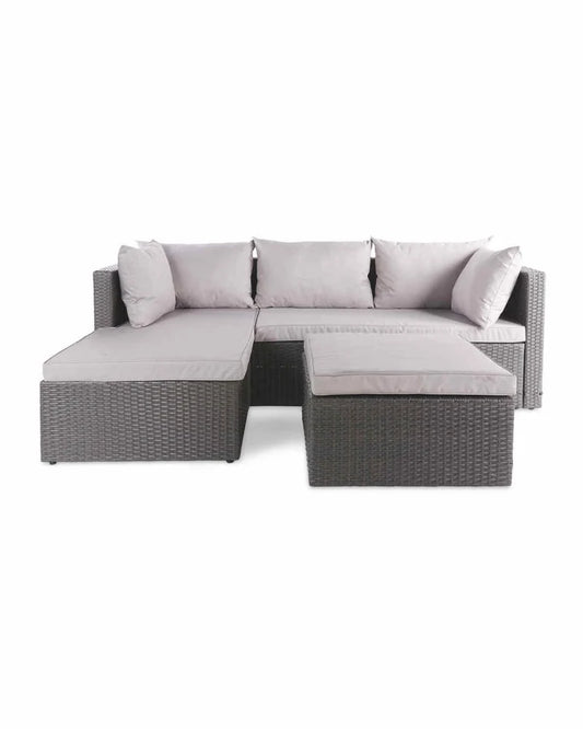 Rattan Effect Corner Sofa Set With Protective Cover